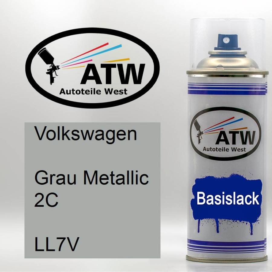 Volkswagen, Grau Metallic 2C, LL7V: 400ml Sprühdose, von ATW Autoteile West.